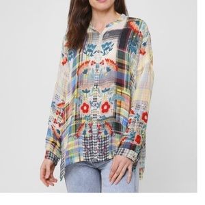 Johnny Was Patch Button Down Blouse Medium